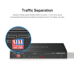 12-портов гигабитов настолен комутатор с 8 PoE+ порта Mercusys MS112GMP