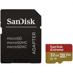 SANDISK Extreme microSDHC 32GB for Action Cams and Drones + SD Adapter - 100MB/s A1 C10 V30 UHS-I U3 - Twin Pack
