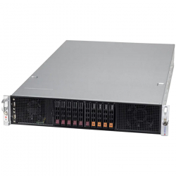 Supermicro assembled server based on SYS-220GP-TNR, 2x ICX 4310 CPU, 4x 32GB DDR4, 2x SSD 2.5" NVMe PCIe4 960GB, AOC-S3908L-H8IR-16DD-O, 8x SSD 2.5" SATA 1.9TB, AIOM 2-port 10GBase-T, Intel X550, 2x NVIDIA PNY Quadro RTX A4500 20 GB GDDR6, 2x CBL-PWE                          