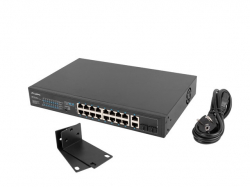 Lanberg switch 16x 100mb poe+/2x 1GB/1x sfp rack 19" unmanaged gigabit ethernet 250w