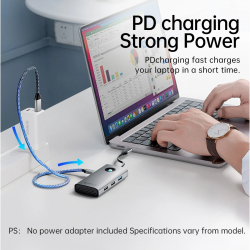 Orico докинг станция Docking Station Type-C - PW11-6PR-GY-EP - HDMI x 1, USB-C x 1, USB3.0 x 3, USB-C PD100W x 1, LAN x 1 (1Gbps)