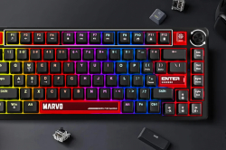 Marvo геймърска механична клавиатура Gaming Mechanical Keyboard Arma 67 KG935 - 1K, TNT Peach Switches [Linear], (English US)
