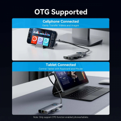 Vention докинг станция Docking Station Type-C - TQZHB - 8K, LED Display - HDMI, USB 3.0 x 2, USB-C 3.2 Gen 1, PD100W,  LAN (1Gbps)