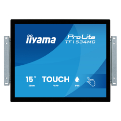 Тъч Монитор IIYAMA TF1534MC-B8X, 15 inch, TN panel, Open Frame, Anti-fingerprint, 1024x768, 4:3, 10 point PCAP, 350cd/m2, 800:1, 8ms, VGA, HDMI, DP, IP65 front, 7H, OSD key lock, Portrait, Face up, Black