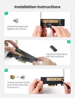 Адаптер за разширителна карта Ugreen PCIe 3.0 x4 към SSD M.2 M-Key / M.2 B-Key CM302 - черен