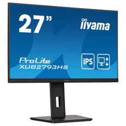 Монитор IIYAMA XUB2793HS-B7, 27", IPS panel, 3-side borderless, AG, 16:9, FHD 1920x1080, 100 Hz, 1ms, 300cdm, 1300:1, Adaptive Sync, Flicker free, Blue light reducer, HDMI, DisplayPort, Audio out, Speakers, HAS, Swivel, Tilt, Pivot, VESA 100, Black