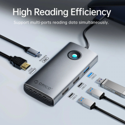 Orico докинг станция Docking Station Type-C - PW11-6PR-GY-EP - HDMI x 1, USB-C x 1, USB3.0 x 3, USB-C PD100W x 1, LAN x 1 (1Gbps)