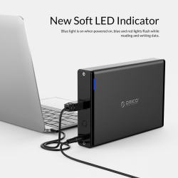 Orico кутия за диск Storage - Case - 3.5 inch Vertical, USB3.0, Power adapter, UASP, black - 7688U3-BK