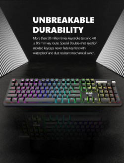 Marvo механична клавиатура Gaming Keyboard Mechanical KG948 - 108 keys, RGB, Macros, Blue switches