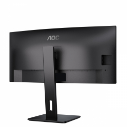 Монитор AOC CU34P3CV, 34" VA Panel WLED, Curved 1500R, 3440x1440, 21:9, 100Hz, 300 cd/m2, 3000:1, 50M:1, AntiGlare, 3H, 3-sided frameless, HDMI, DisplayPort, USB-C, 4x USB, LAN, Speakers, Flicker-free, Low blue light, PIP, PBP, Tilt, Swivel, HAS, Pivot, VESA 100, Black