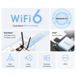 Безжичен Wi-Fi 6 PCIe Адаптер Mercusys MA80XE AX3000