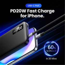 Двупосочна бързозареждаща се външна батерия Ugreen 25742 10000mAh - Черна