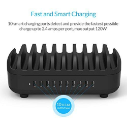 Orico зарядна станция за мобилни устройства Charger Station 220V - 10 x USB 120W black - DUK-10P-EU-BK