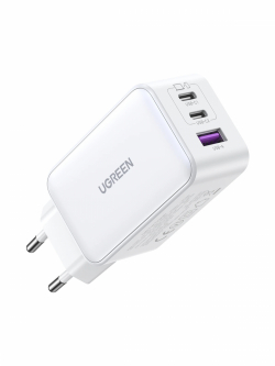 Ugreen универсално зарядно за стена Charger Wall 65W GaN CD244, 1 x USB-A, 2 x Type-C, White - 15334