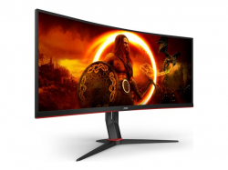 Монитор AOC CU34G2XP/BK, 34" Curved 1500R VA, WLED, 3440x1440@@180Hz, 1ms GtG, 1ms MPRT, 430 cd/m2, 4000:1, 80M:1 DCR, Tilt, Height Adjust, Swivel, 2xHDMI, 2xDP, USB hub