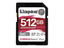 KINGSTON 512GB Canvas React Plus SDXC UHS-II 280R/150W U3 V60 for Full HD/4K KINGSTON 512GB Canvas React Plus SDXC UHS-II 280R/150W U3 V60 for Full HD/4K