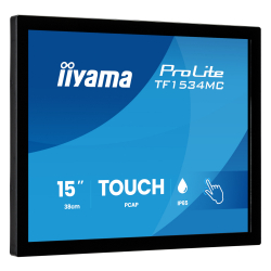 Тъч Монитор IIYAMA TF1534MC-B8X, 15 inch, TN panel, Open Frame, Anti-fingerprint, 1024x768, 4:3, 10 point PCAP, 350cd/m2, 800:1, 8ms, VGA, HDMI, DP, IP65 front, 7H, OSD key lock, Portrait, Face up, Black