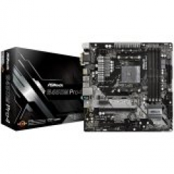 ASROCK Main Board Desktop B450M PRO4 (AM4 B450, 4xDDR4,PCIe 3.0 x16,PCIe 2.0 x1, M.2, 4 SATA3, Type -C, 7 USB,VGA, DVI, HDMI) mATX