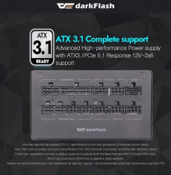 Darkflash захранване PSU ATX 3.1 1250W Gold, Full Modular, PCIe 5.1 - PMT1250 A3