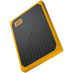 WD 500GB My Passport Go - Portable SSD, up to 400MB/s, 2-meter drop protection - Black w/ Amber trim