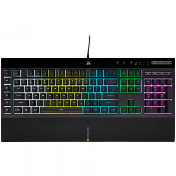 Геймърскa мембранна клавиатура Corsair K55 RGB Pro, USB                          