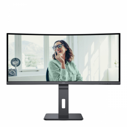 Монитор AOC CU34P3CV, 34" VA Panel WLED, Curved 1500R, 3440x1440, 21:9, 100Hz, 300 cd/m2, 3000:1, 50M:1, AntiGlare, 3H, 3-sided frameless, HDMI, DisplayPort, USB-C, 4x USB, LAN, Speakers, Flicker-free, Low blue light, PIP, PBP, Tilt, Swivel, HAS, Pivot, VESA 100, Black