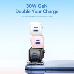 Vention зарядно за стена Charger Wall GaN - QC3.0 + Power Distribution Type-C 30W - FEQW0-EU