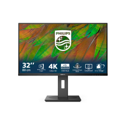 Монитор Philips 32B1N3800/00, 31.5" VA WLED panel, AG, 16:9, 4K UHD 3840x2160, 350cd/m2, 3500:1, 4ms, 60Hz, sRGB, Flicker-free, SmartImage, EasyRead, HDMI, DisplayPort, HBR 3, 4x USB, Audio out, Speakers, HAS, Swivel, Tilt, Pivot, VESA 100, Black