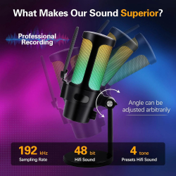 VCom Геймърски микрофон Gaming USB Microphone - VCOM-M902 Black - USB, RGB