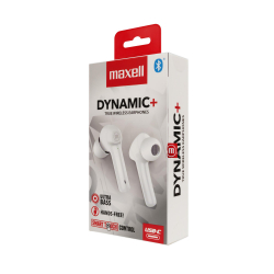 Блутут слушалки MAXELL Dynamic, Докинг кутийка, True Wireless, Бяли                          