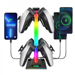 VCom стойка за слушалки Headphone Stand - VCOM-M701S - RGB, USB HUB