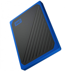 WD 500GB My Passport Go - Portable SSD, up to 400MB/s, 2-meter drop protection - Black w/ Cobalt trim