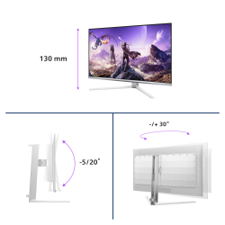 Монитор Philips 32M2N8900P/00, 31.5 inch Gaming monitor, QD OLED panel, AR, UHD 3840x2160, 515cd/m2, 1.5M:1, 0.03ms, 240Hz, HDR True Black 500, Ambiglow, G-SYNC compatible, 2x HDMI, DP, USB-C, 2x USB, Audio out, Speakers, KVM, Black/Silver