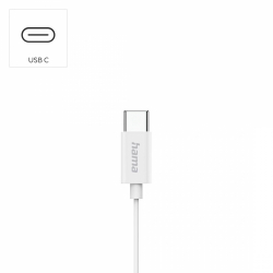 HAMA Слушалки "Classy" USB-C, накрайници, микрофон, защита от прегъване на кабел, бял