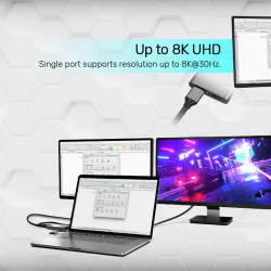 Unitek Адаптер Adapter USB-C M to DisplayPort x 2 F - 8K@@30Hz, MST - V1404A