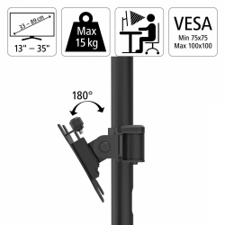 Стойка за 2 монитора за бюро HAMA Регулируема, 13" - 35", 15 кг, Swivel/Tilt, Черна                          