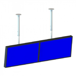Двойна стойка за таван OMB DOUBLE LIFT, Max 60 inch, Max 50kg per display, Min Distance from Ceiling: 644 mm, Max Distance from Ceiling: 1044 mm, Two SLIM TILT 600 Included, 12° Tilt, Hidden Cables, Black, product code: 06059