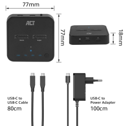 Двойна SSD докинг станция, ACT M.2 NVMe/PCIe за клониране, USB-C 3.2 Gen2, 10 Gbps