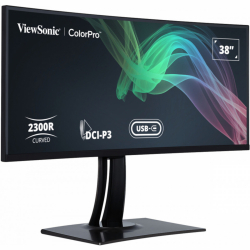 Монитор ViewSonic VP3881a 37.5 inch, IPS, WQHD+, 3840x1600, 21:9, 5ms, 300 cd/m2, Curved, 2300R, 94% DCI-P3, 100% sRGB, REC709, 2xHDMI2.0, DisplayPort, USB-C, 2xUSB 3.2, LAN, Speakers, Height Adjust, Swivel, Tilt, Hardware Calibration, Black