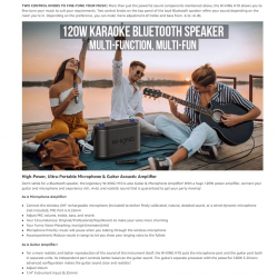W-King Блутут парти колона Bluetooth Party Speaker - H10 - 120W, 2 x Wireless Microphones, Karaoke