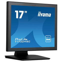 Монитор IIYAMA T1732MSC-B1SAG, 17", Touch monitor, Edge to edge glass, TN panel, AntiGlare, 5:4, 1280 x 1024, 250cd/m2, 1000:1, 5ms, Projective capacitive, VGA, HDMI, DisplayPort, Audio in, Speakers, IP54 Front, OSD key lock, Tilt, VESA 100, Black