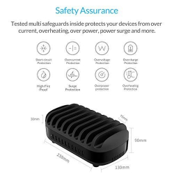 Orico зарядна станция за мобилни устройства Charger Station 220V - 10 x USB 120W black - DUK-10P-EU-BK