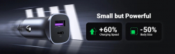 Ugreen зарядно за кола Fast Charger Car - Type-C + USB QC3.0, Power Distribution 30W CD130 - 40858