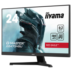 Монитор IIYAMA G2470HSU-B6, 23.8", Gaming monitor, Fast IPS panel, 16:9, FHD 1920x1080, 300cd/m2, 1000:1, 0.2ms, 180Hz, HDMI, DisplayPort, 4x USB, Audio out, Adaptive Sync, Flicker free, Speakers, Tilt, VESA 100, Black