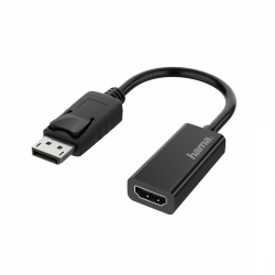 Адаптер HAMA, DisplayPort мъжко - HDMI женско, Ultra HD, 4K, Черен                          