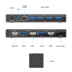 Unitek превключвател KVM Switch - HDMI 4K@@60Hz - V1309AGY01