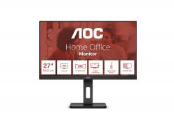 Монитор AOC 27E3QAF, 27" IPS WLED, 1920x1080@@75Hz, 4ms GtG, 300cd m/2, 1000:1, 20M:1 DCR, Adaptive Sync, FlickerFree, Low Blue Light, 2Wx2, Tilt, Height Adjust, Pivot, Swivel, D-SUB, HDMI, DP