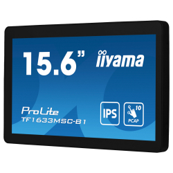 Монитор IIYAMA TF1633MSC-B1, 15.6", Open Frame, IPS panel, 16:9, 1920x1080, 450 cd/m2, 1000:1, 5ms, 10-points PCAP, IP54 Front, OSD key lock, Blue light reducer, Palm rejection, HDMI, DisplayPort, 2x USB, Tilt, Speakers, VESA 100, Black