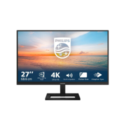 Монитор Philips 27E1N1800AE/00, 27", IPS WLED panel, AG, 4K UHD 3840x2160, 16:9, 60Hz, 4ms, 350 cd/m2, 1000:1, sRGB, HDR 10, Flicker Free, Low Blue Mode, EasyRead, 2x HDMI, DisplayPort, Audio Out, Speakers, HAS, Tilt, VESA 100, Black