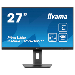 Монитор IIYAMA XUB2797QSNP-B1, 27" IPS panel, Anti-Glare, WQHD 2560x1440, 16:9, 300cd/m2, 1300:1, 80M:1, 1ms, 100Hz, Flicker free, Blue light reducer, Adaptive Sync, KVM, HDMI, DP, USB-C, 4x USB, DP Out, LAN, HAS, Swivel, Tilt, Pivot, VESA 100, Black